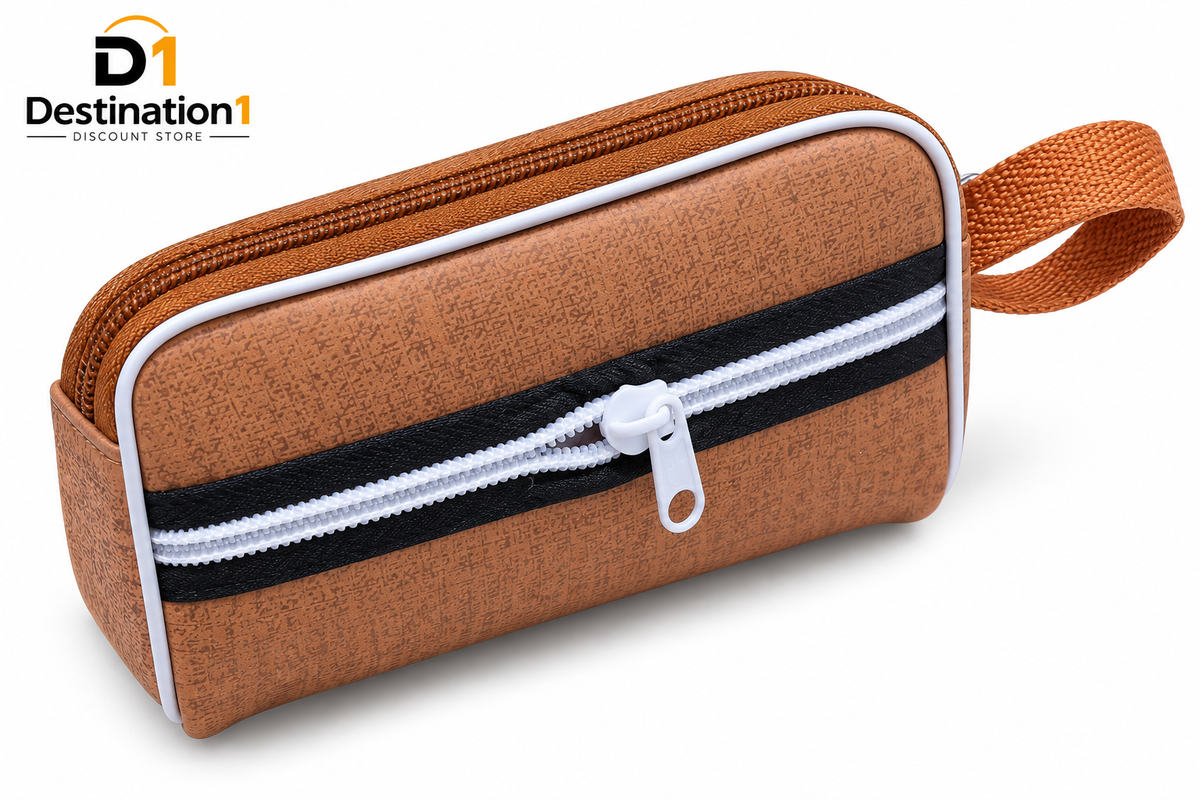 Multi-Zip Utility Pouch | Double Zipper Cosmetic & Pencil Bag