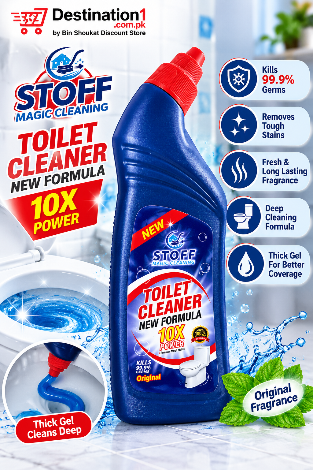 STOFF Toilet Cleaner 10X Power Original – Powerful Toilet Bowl Cleaner