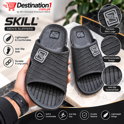 SKILL Men’s Premium Slippers | Comfortable Anti-Slip Casual Slides for Men