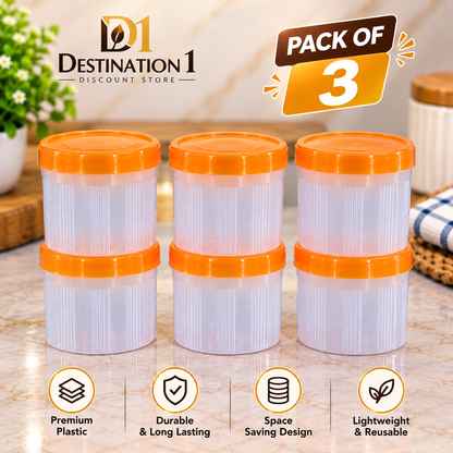 Premium Plastic Storage Containers with Airtight Lids – Pack of 3 | Kitchen & Home Storage