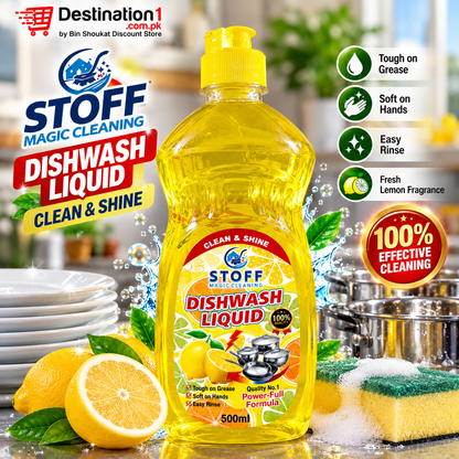 Stoff Dishwash Liquid 500ml – Clean & Shine Power-Full Formula
