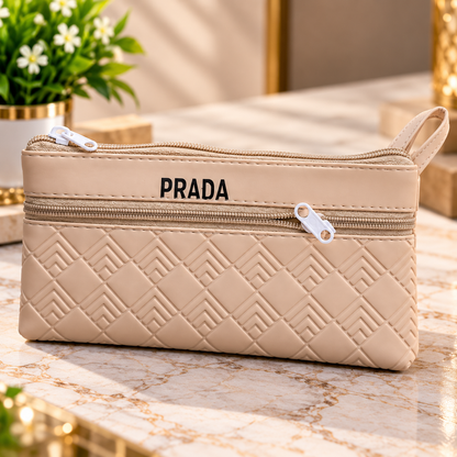 Double Zipper Cosmetic Pouch | Portable Utility Organizer Bag