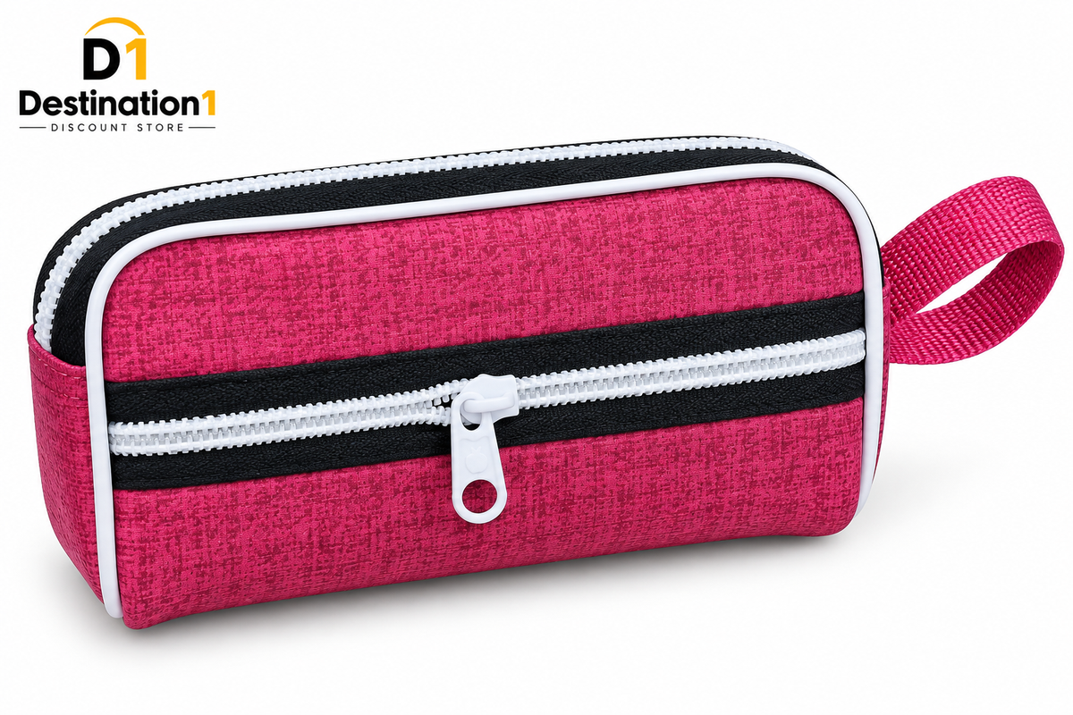 Multi-Zip Utility Pouch | Double Zipper Cosmetic & Pencil Bag