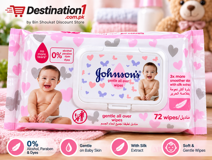 Johnson’s Baby Wipes 72 Wipes | Gentle All Over Baby Wipes | Soft & Gentle Baby Care Wipes