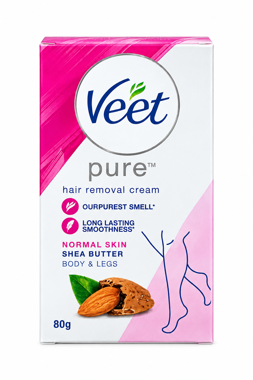 Veet Pure Hair Removal Cream 80g – Shea Butter for Normal Skin | Body & Legs