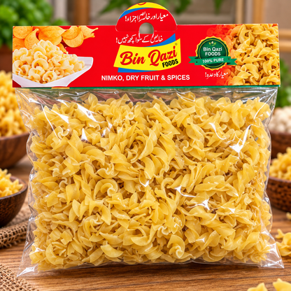 Bin Qazi Foods Golden Twisted Pasta Snack – Crispy Namkeen
