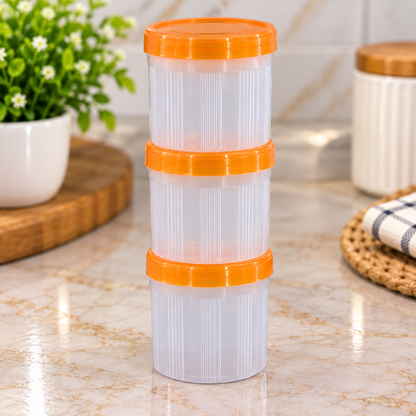 Premium Plastic Storage Containers with Airtight Lids – Pack of 3 | Kitchen & Home Storage