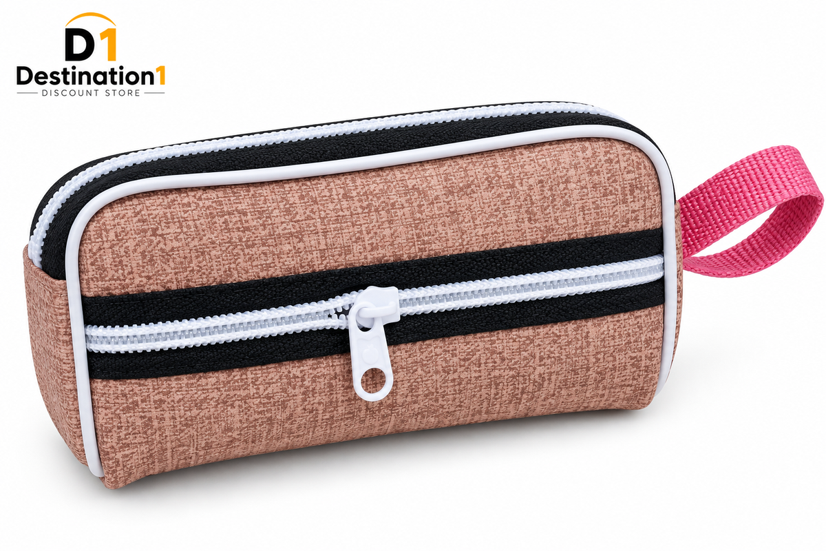 Multi-Zip Utility Pouch | Double Zipper Cosmetic & Pencil Bag