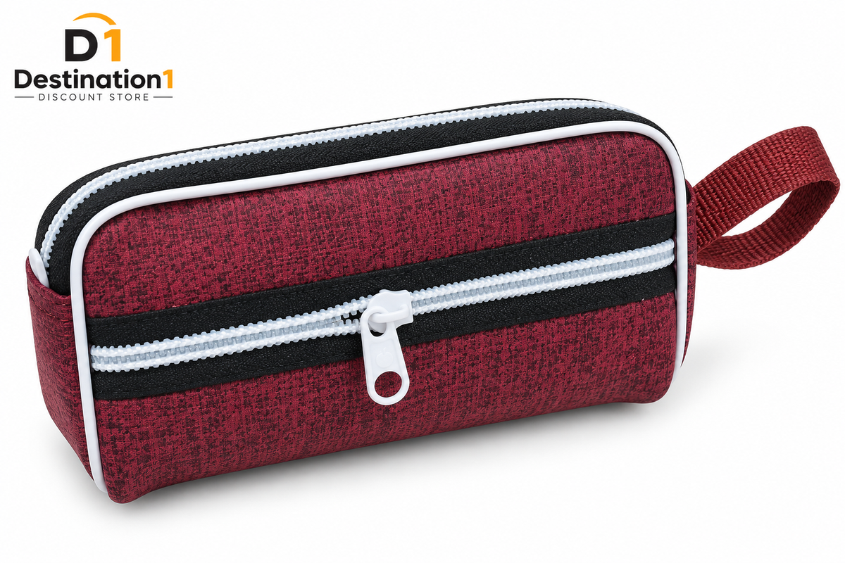Multi-Zip Utility Pouch | Double Zipper Cosmetic & Pencil Bag