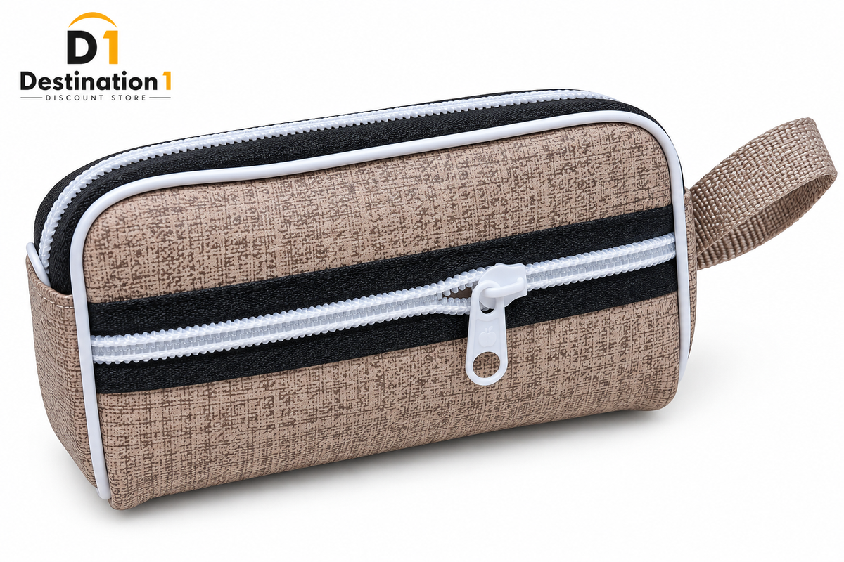 Multi-Zip Utility Pouch | Double Zipper Cosmetic & Pencil Bag