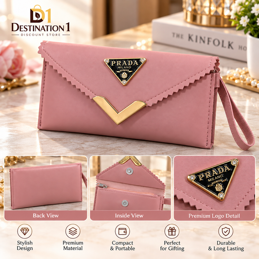 Women’s Pink Envelope Clutch Bag with Gold Clasp & Wrist Strap | Stylish Party Purse